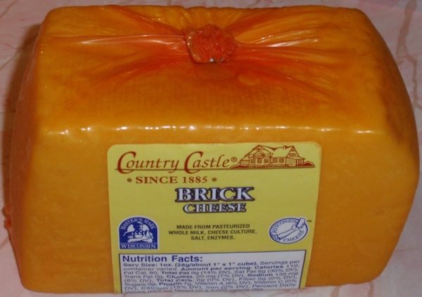 Brick cheese, photographed