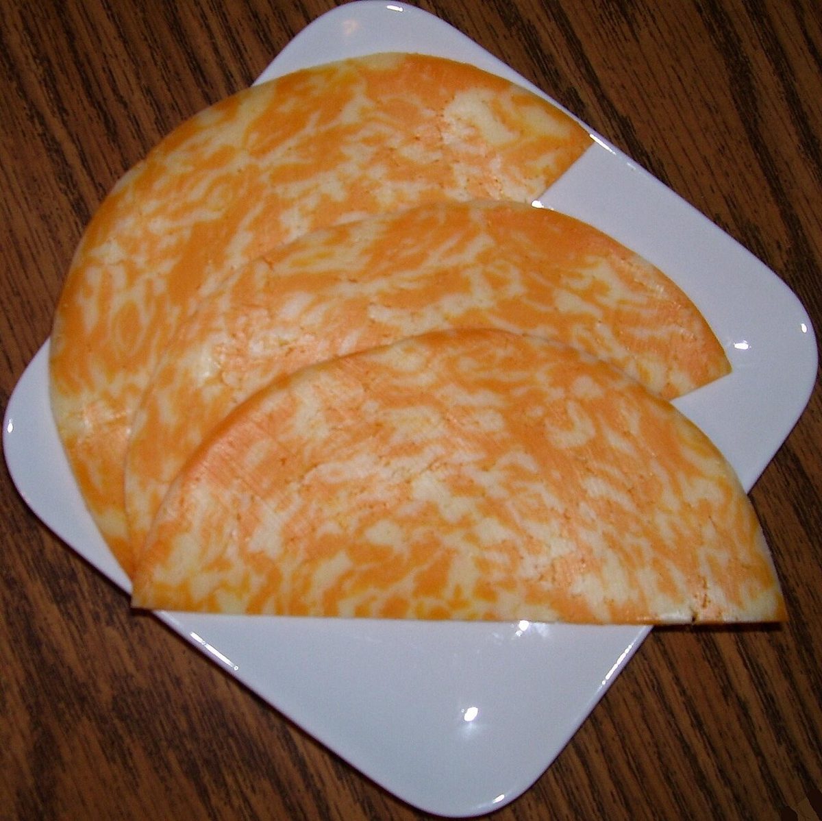 Colby-Jack cheese, photographed