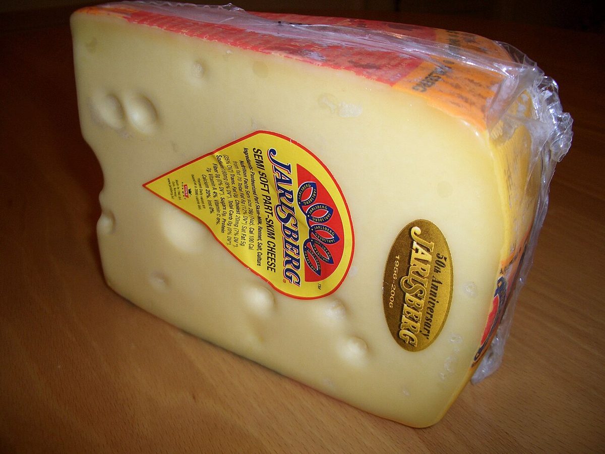 Jarlsberg cheese, photographed